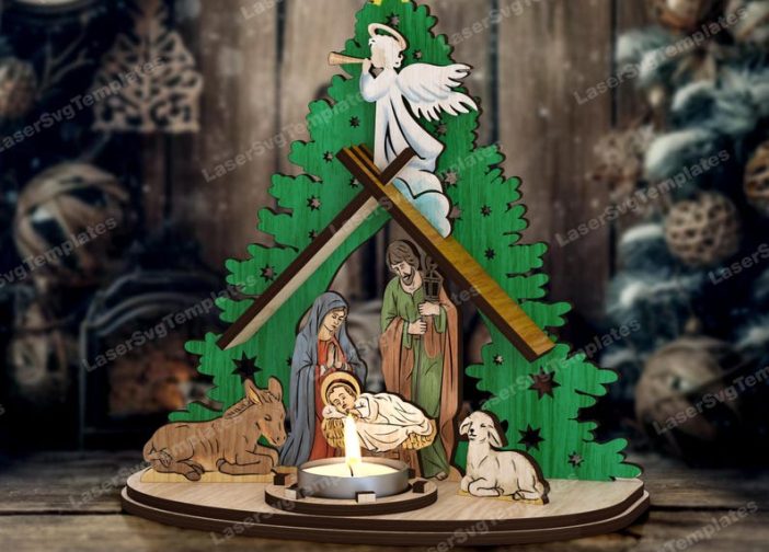 Portavelas con escena de la natividad3