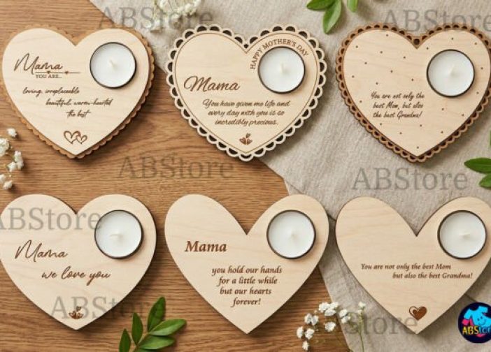 Portavelas con forma de corazón de mamá