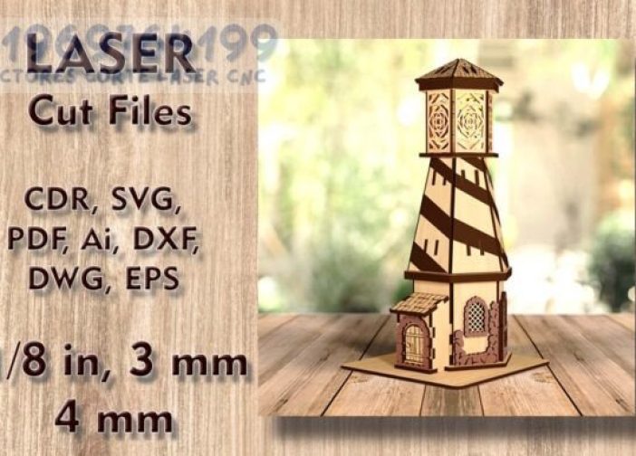 Portavelas en forma de faro 3D