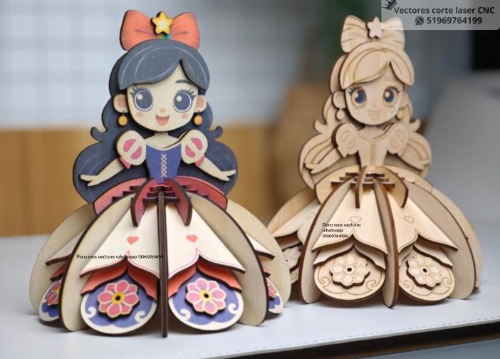 Princesa estrella 3D muñeca de madera en capas