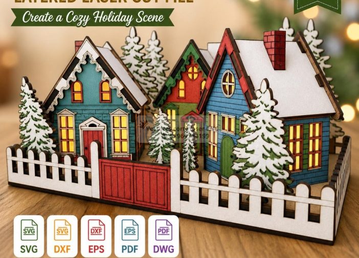 Pueblo invernal paquete de casas navideñas Para mas Vectores Whatsapp 51969764199