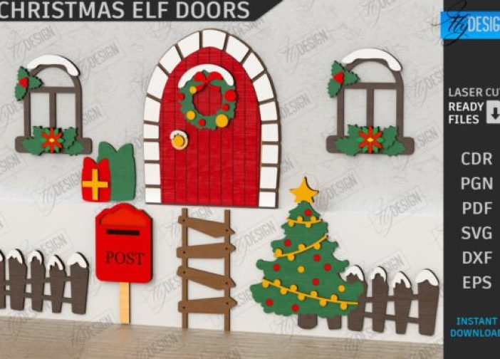 Puerta de duende navideño Mini puerta