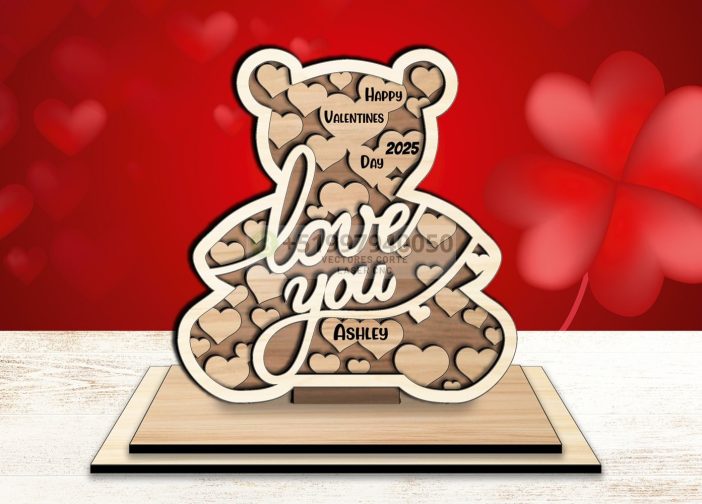 Regalo romántico con letrero de amor de oso para el día de San Valentín2