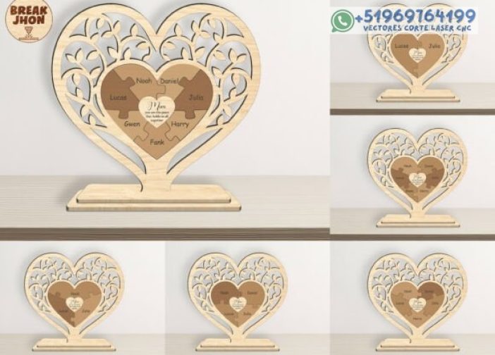 Rompecabezas personalizado de árbol de corazones para mamá Para mas Vectores Whatsapp 51969764199