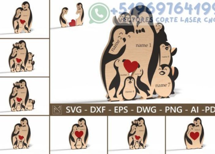 Rompecabezas personalizado de familia de pingüinos