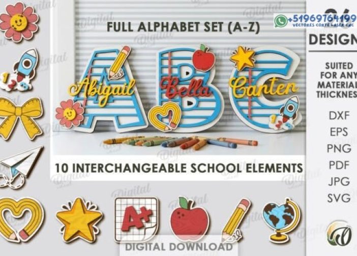 Set Alfabeto Escolar Personalizable A-Z con Elementos Intercambiables
