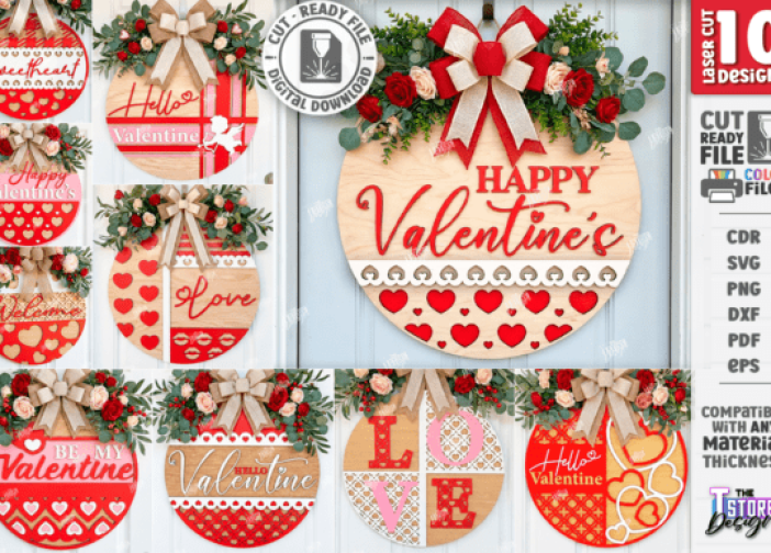 Set cuadros decoración de pared redonda de San Valentín