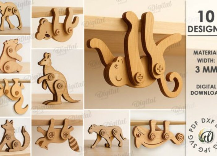 Set de animales articulado adorno para estante