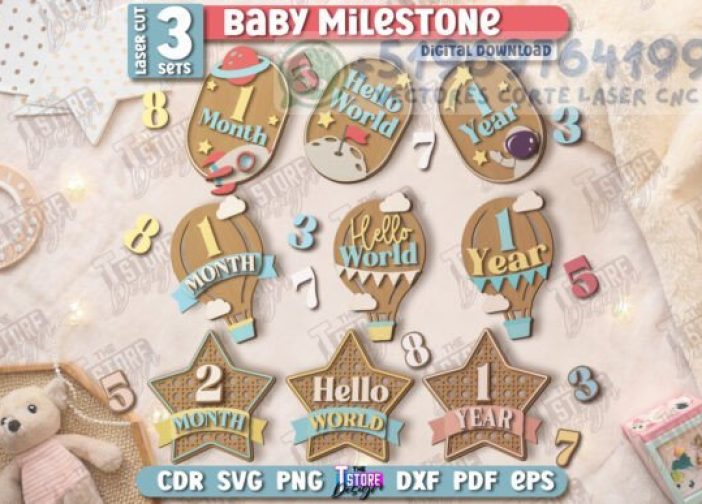 Set de cuenta regresiva de hitos del bebé