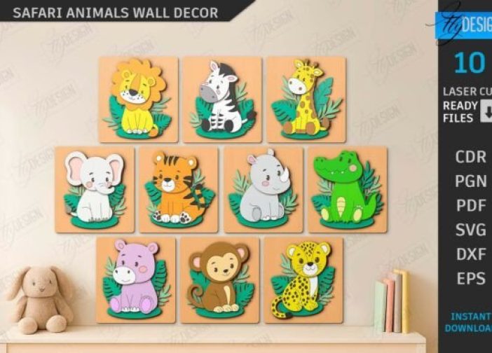 Set de decoración de pared con animales de safari