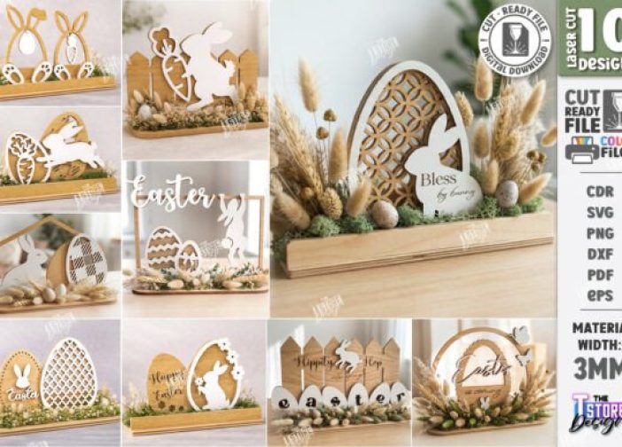 Set de decoración láser minimalista de conejito de Pascua