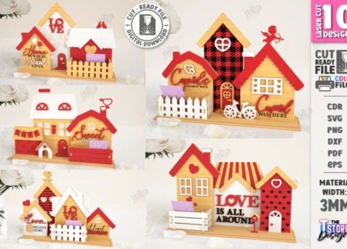 Set de láser de los stands de Valentine House Village