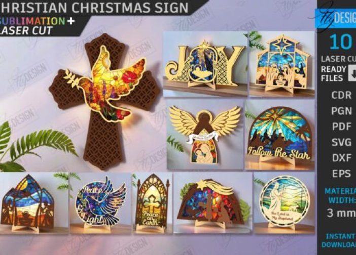 Set de letreros navideños cristianos