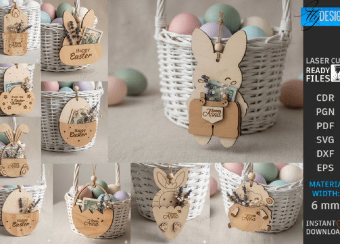 Set de portamonedas láser para Pascua etiquetas