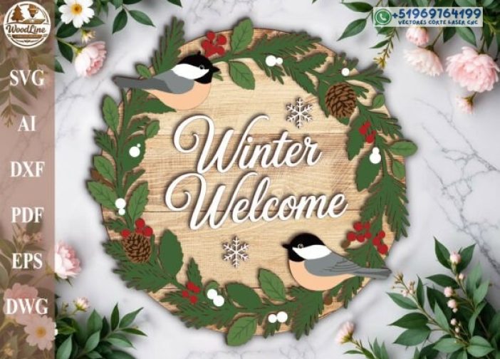 Signo de puerta de bienvenida de invierno SVG