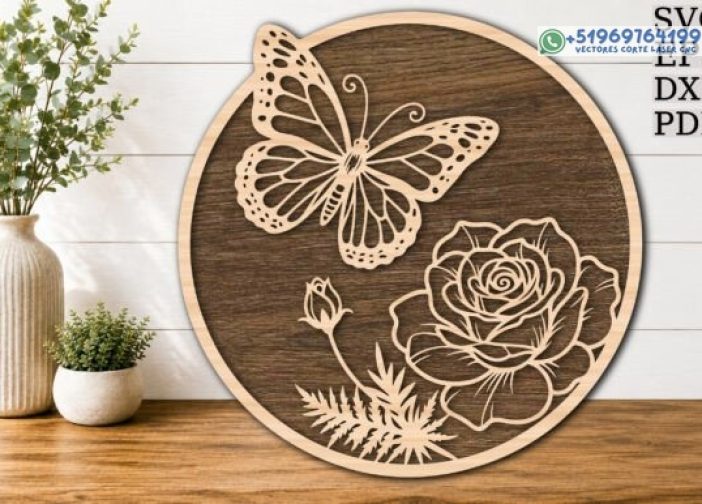 Signo redondo de rosa mariposa SVG