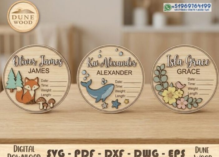 Signo redondo personalizado de nacimiento de bebé SVG B