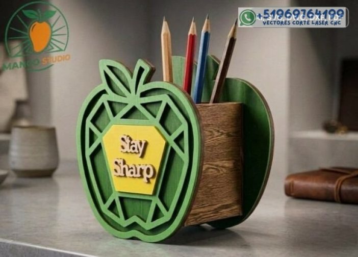 Soporte 3D en forma de manzana Pencil porta lapiz de 3 mm Para mas Vectores Whatsapp 51969764199