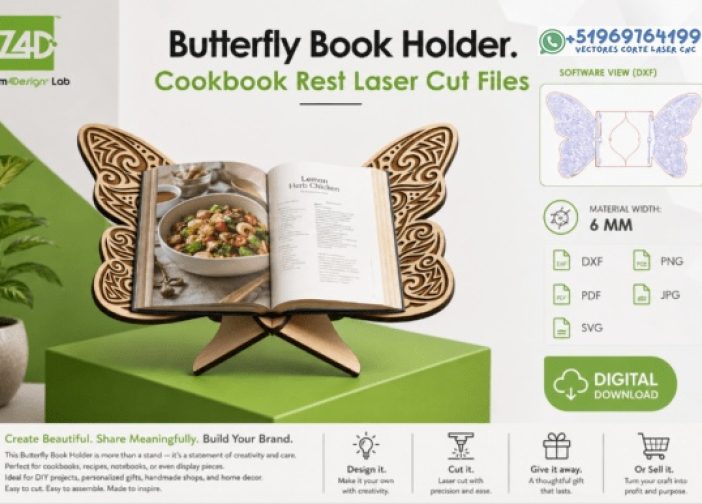 Soporte para libros con forma de mariposa