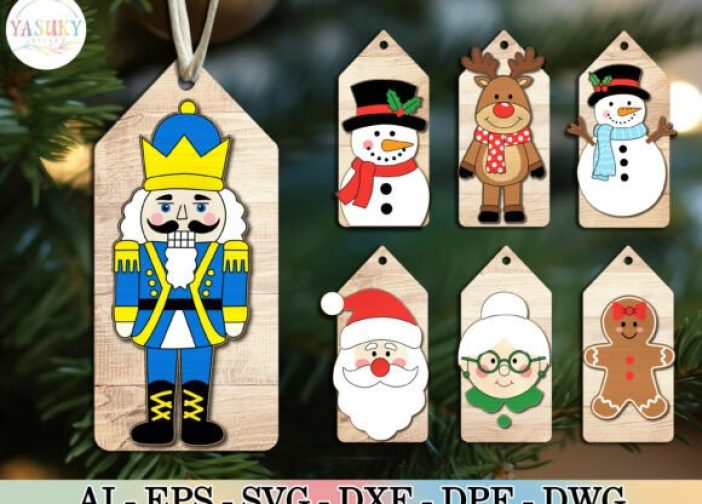 Tag adorno navideño con personajes