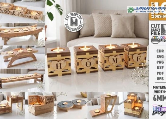 Tealight Candle Holder Corte Láser Pack
