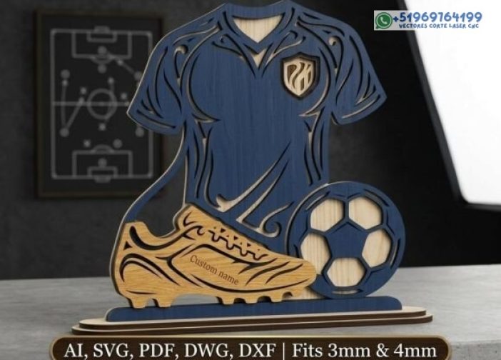 Trofeo de camiseta de fútbol 3D Láser SVG DXF