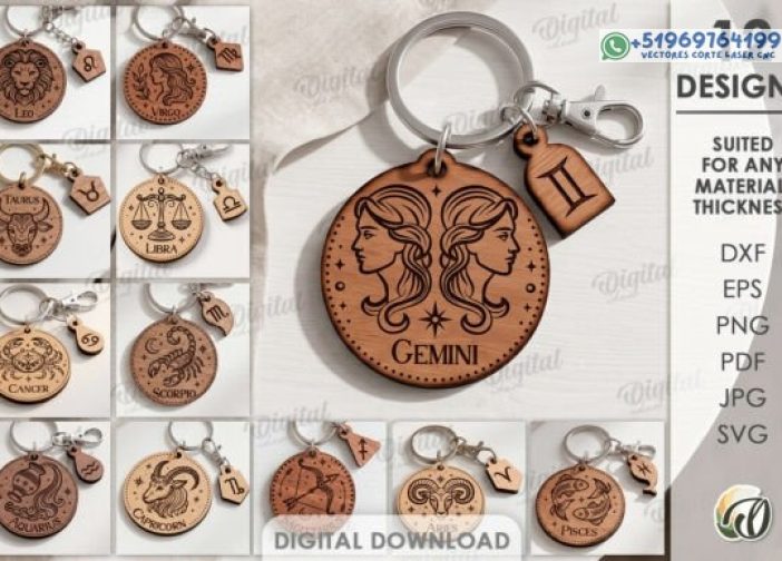Zodiac Keychains Pack Corte Láser