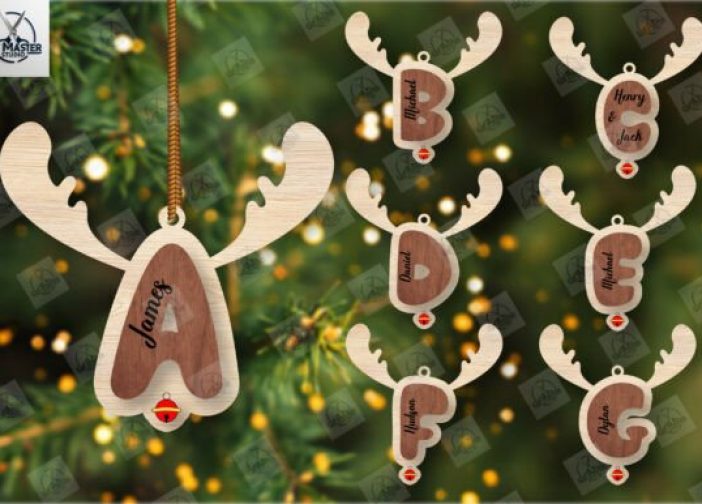 alfabeto abecedario de reno navideño colgante