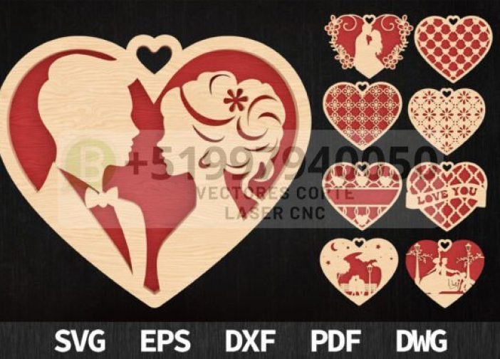 aquete de corazones cortados con láser para San Valentín