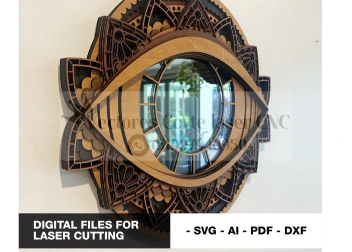 arte en pared de espejo de ojos multicapa