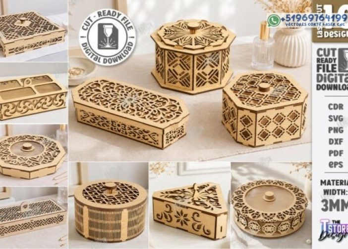 de Madera and Acrílico Box Corte Láser Pack