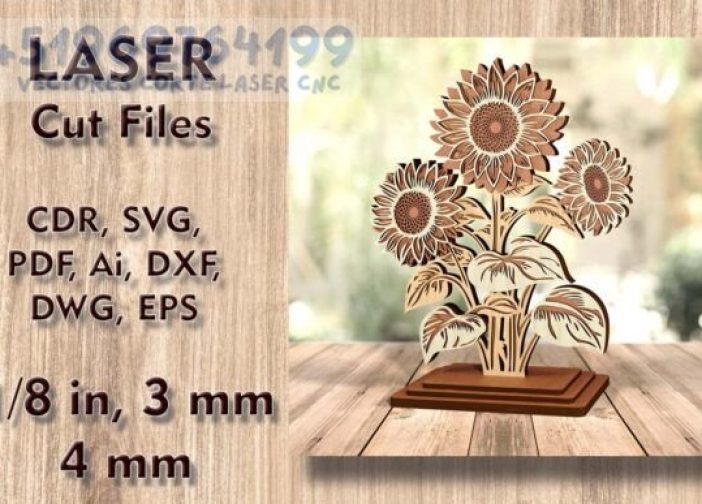 girasoles para decoración de mesa en capas