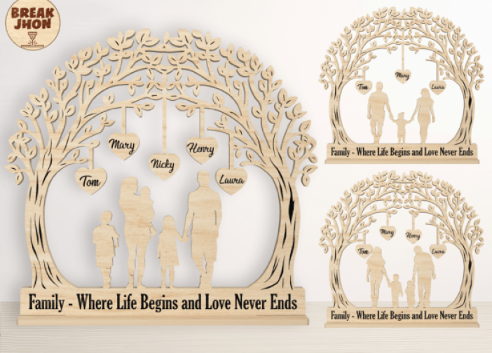 letrero familiar personalizado con arbol