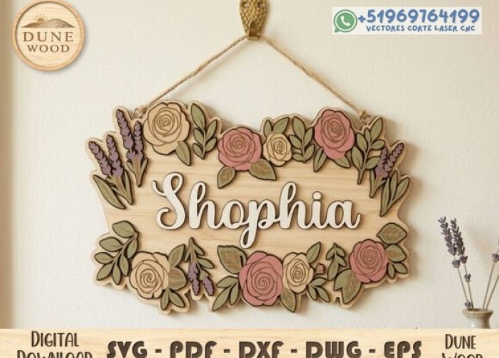 letrero floral con nombre Para mas Vectores Whatsapp 51969764199