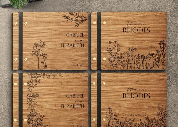 libro álbum de fotos planificador de bodas floral personalizado