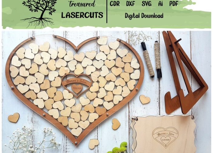 libro de firmas de boda en forma de corazon