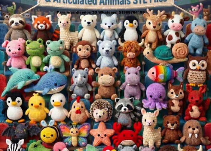 mas de 500 paquetes de animales tejidos stl y animales articulados