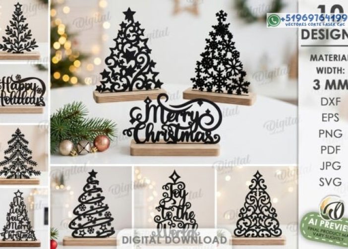 paquete de decoraciones de soporte navideño