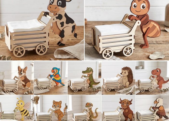 paquete de divertidos servilleteros con forma de animales
