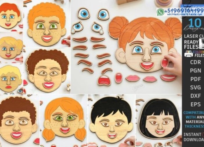 rompecabezas de partes del rostro humano para niños
